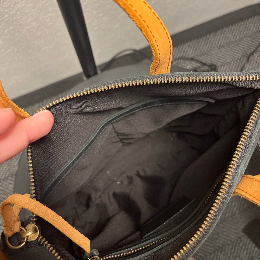 ABLE Black Leather Tote with Tan Leather Accents (crossbody) - Picture 8 of 9